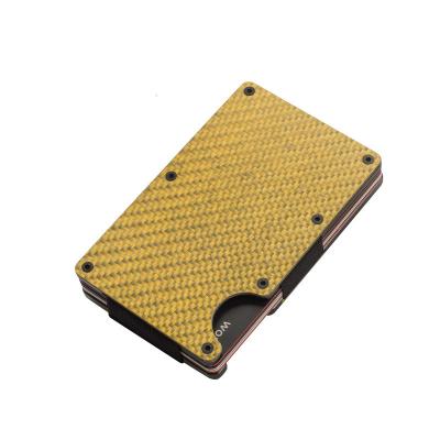 China Vintage Automatic Card Case Men Slim Business Brush Carbon Fiber Stainless Steel Anti-theft Credit Card Holder for sale