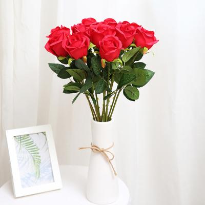 China Eco-Friendly High Quality Eco-Friendly Small Gift Peony Tea Rose Mounted Bouquet Artificial Silk Wedding Flower for sale