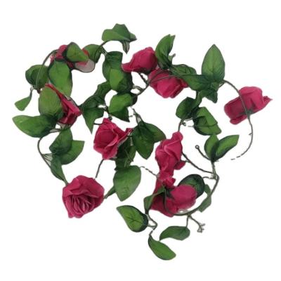 China Modern Artificial Hanging Plants Rose Vine Leaves Flower Wall Flor Decoration vid for sale