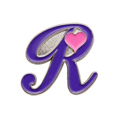 China Wholesale Custom Cute Europe Low Price Letter Shape Metal Badge Lapel Pin Gifts for sale