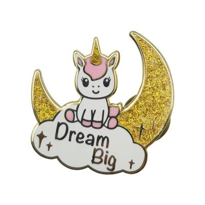 China Europe Free Design Customized Cartoons Animal Hard Enamel Glitter Metal Badge Lapel Pins for sale