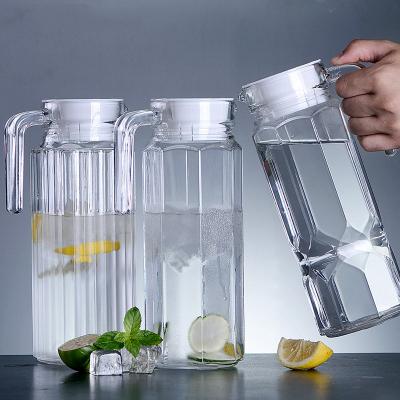 China Heat Resistant Glass Water Jug Juice Cold Drinking Teapot Large Capacity Housewares Viable Water Carafe Pot With Lid for sale