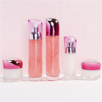 China Personal Care Luxury Cosmetic Cream Jar Packaging Glass Set for sale