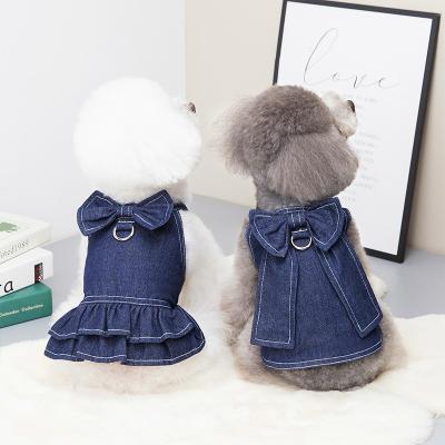 China Manufacturer Wholesale Dog Clothes jeans denim dog vest coat denim blue stocked skirt for dog for sale