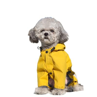 China Custom Stocked Portable Hooded Dog Factory Rain Coat Reflective Jacket Waterproof Quadruped Dog Clothes Hoodies Raincoat for sale