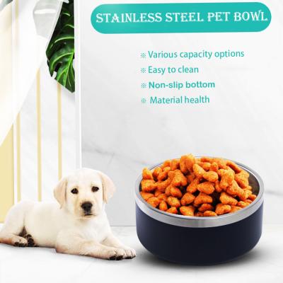 China 32oz 48oz 64oz Large Sustainable Stainless Steel Dog Bowl Insulated Non-Slip Bottom Cat Bowls Water Food Feeder for sale