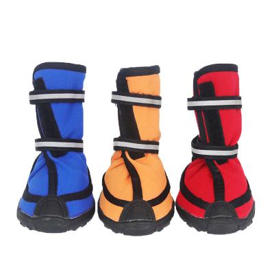 China Small Large Dog Stocked Neoprene Dog Boots Pet Shoes Reflective Comfortable Breathable Non-Slip Rubber Rain Waterproof Nylon for sale