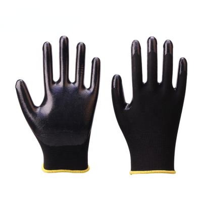 China General Purpose Waterproof Gloves LIMBS 13G Black Nylon Smooth Black Nitrile Coated Work Safety Gloves Oil Field for sale