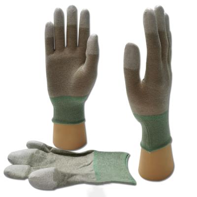 China Good Quality PU Anti-static Fingertip Coated Copper Fiber Handcraft Safety Gloves for sale