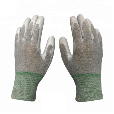 China Flexible And Antistatic White Carbon Fiber 13 Gauge Antistatic PU ESD Safety Work Gloves Breathable Gloves for sale