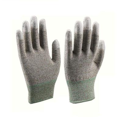 China ESD Fiber PU Antistatic Copper Fingertip Coated Conductive Hand Antistatic ESD General Purpose Work Gloves for sale