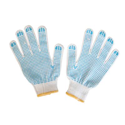 China Hot Selling Anti-skid Abrasion Resistant and Anti-Slip Blue Dots Knitted Cotton PVC Hand Dipped General Purpose Work Gloves for sale