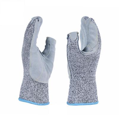 China Anti-Cut Design Ergonomic Cowhide Hppe Cut Resistant Universal Work Safety Durable And Abrasion Gloves for sale