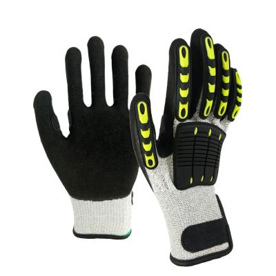 China Reduce Work Impact Work Vibration Industrial and General Purpose Gloves, Thermal Plastic with Firm Grip, Sandy Nitrile Plam, Oil Resistant for sale