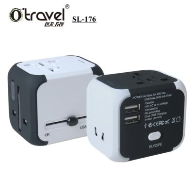 China Otravel Logo Residential/Multi-Purpose OEM Multi Plug Adapter With EU/AU/UK/US Dual USB Adapter Socket Multi USB 5V 2.4A Use Travel Adapter for sale