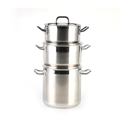 China Sustainable Wholesale Stainless Steel Food Steamer Double Boiler 2 Layer Stack Oyster Steamer Pot for sale