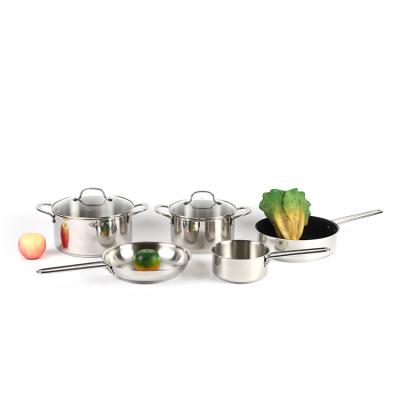 China Sustainable 5 Pcs Stainless Steel Stick Non Cooking Pots Cookware Set for sale