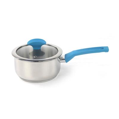 China NEW Stainless Steel Sustainable Milk Pan Baby Saucepan With Glass Lid for sale