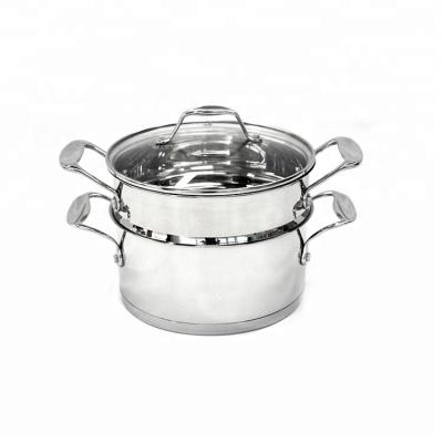 China Various Styles Sustainable 2 Layers Stainless Steel Rice Corn Steamer Cooking Pot for sale