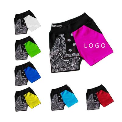 China Funway Breathable 2021 New Summer Patchwork Women's Casual Sports Shorts Ladies Bandana Print Biker Shorts Women's Beach Shorts for sale