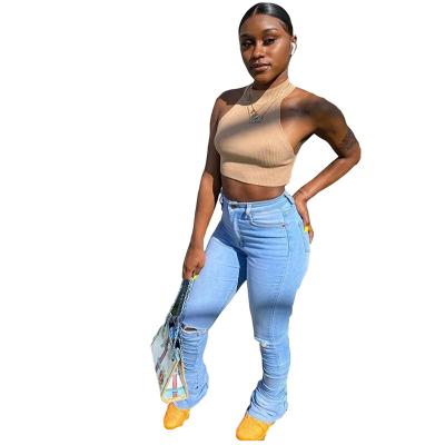 China Funw QUICK DRY 2021 new arrivals jeans women ruched jeans piled high waisted pants girls jeans women piled pants for sale