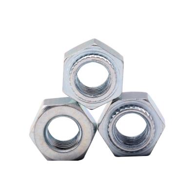 China Carbon steel hex embossed nutBN-M8-2 diagonal extruded nut from heavy industry manufacturer direct selling for sale