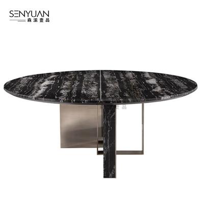 China Fendy Marble High End Custom Case Round Marble Table With External Turntable For Dining Room for sale