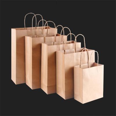 China Customized handmade take away food bag shopping bag brown kraft paper bags with handle for sale