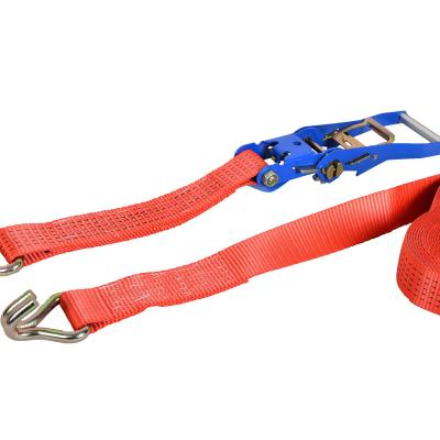 China Polyester Ratchet Strap Down Breaking Strength 5000KG Ratchet Link Strap With Double J Hook for sale