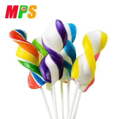 China Natural Rainbow 12G Handmade Lollipop Stick Candy Colorful Twist Lollipop for sale