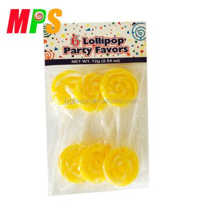 中国 Natural Burst Yellow Lemon Flavor Swirl Hard Candy Lollipops 販売のため