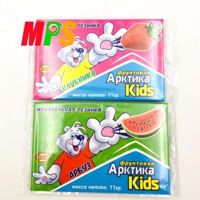 China Natural Watermelon And Strawberry Flavor Stripe Shape Bubble Gum For Kids for sale