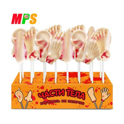 China Natural HALAL MEAT Certificated Halloween Candy Candy Body Parts Finger \ Custom Feet \ Skeleton Hard Candy Lollipops Factory Ear Shape \ Nose en venta