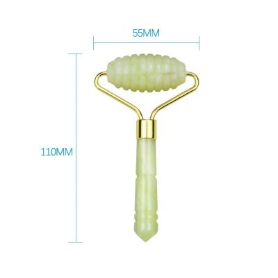 China Whitening High Quality Green Jade Roller Mini Single Head Xiuyan Jade Textured Face Roller for sale