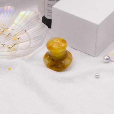 China Hand Held Ready to Ship Ijoye Citrine beauty mushroom quartz gua sha mushroom hot sale citrine yellow stone for sale