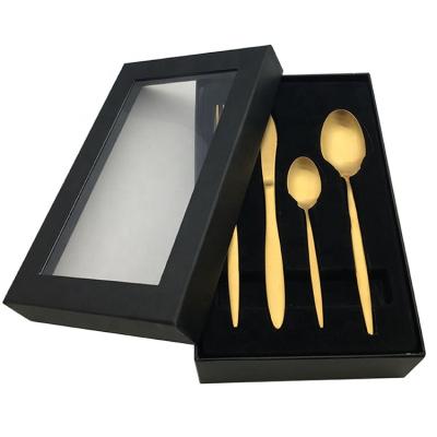 China Sustainable Gold Cutlery 24pcs Metal Flatware Stainless Steel Cutlery Set With Gift Box for sale