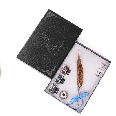 China Pheasant Pens Wholesale Pheasant Pens Set Antique Quill Nib Dip Pen With Fountain Pen Ink for sale