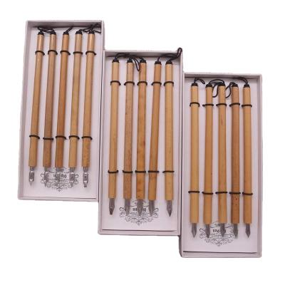 China Bamboo Fountain Pen Europe Vintage English Boxed Art Simple Word Pen Calligraphy Steel Pen Bamboo Set for sale