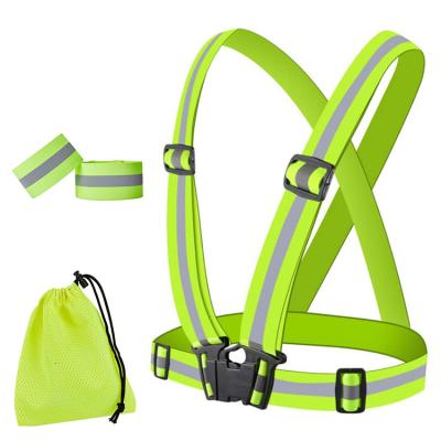 China Water Proof Reflective Safety Vest Running Vest Strap Bands Belt Elasticity High Visibility Outdoor Clothes Cycling Straps for sale