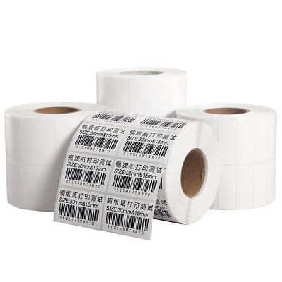 China Barcode Copper Coated White Premium Self Adhesive Roll Label Paper Stickers for sale