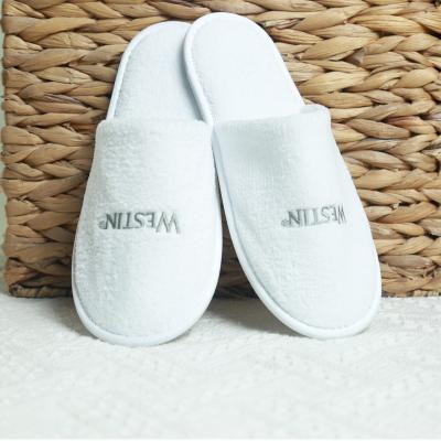 China Indoor Home Outdoor Sports Hotel Westin Hotel Slipper 5 Star Hotel Slippers Custom Velvet Polyester High Quality Hotel Slippers for sale