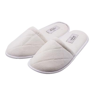 China 4-5 Stars  Hotel Disposable Slipper UG Grid Luxury poly velvet Hotel Slippers Thick sole cotton slippers bulk custom disposable slippers for sale