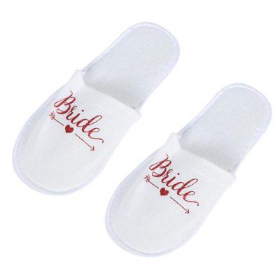 China Indoor Home Outdoor Beach UG OEM LOGO Luxury Wedding Slippers non-woven fabrics OEM logo cheap bridesmaid Disposable Slippers for sale