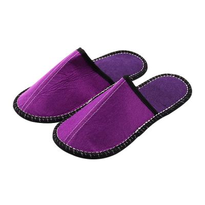 China Indoor Home Outdoor Guestroom UG Romantic Purple Wholesale Customized Guestroom SPA Toiletries Supplies Closed Toe Breathable Disposable Linen Slippers for sale