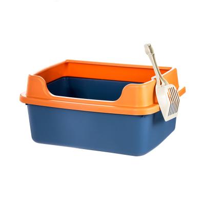 China New Viable Open Top Entry Cat Litter Pan Box With Frame Large Plastic Cleaning Cats Toilet for sale