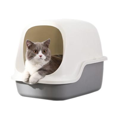 China Hot Selling Viable Design Closed Cat Litter Pan Plastic Cat Toilet Enclosure Pet Cat Litter Box Sifting Big for sale