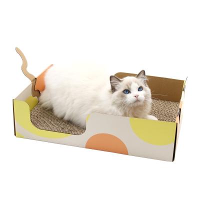 China Wholesale Viable Pet Toys Cat Scratcher Pad Lounge Sofa Horizontal With Cardboard Catnip Scratcher for sale