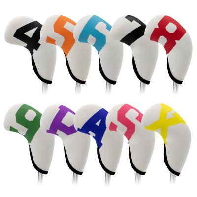 China Waterproof Colorful Number Neoprene Headcovers Iron Head Cover Set Club Golf Iron Headcovers With Big Numbers 4-9 A S P x 10pcs/Set for sale