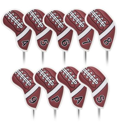 China Football Design Premium PU Iron Leather Head Covers 4-9 P One S Football Design for sale