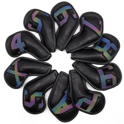 China Factory Price Hand Made Colorful Custom Golf Headcovers Golf Iron Covers 10pcs Ready Made Ship PU Golf Iron Leather Head Covers Wholesale for sale